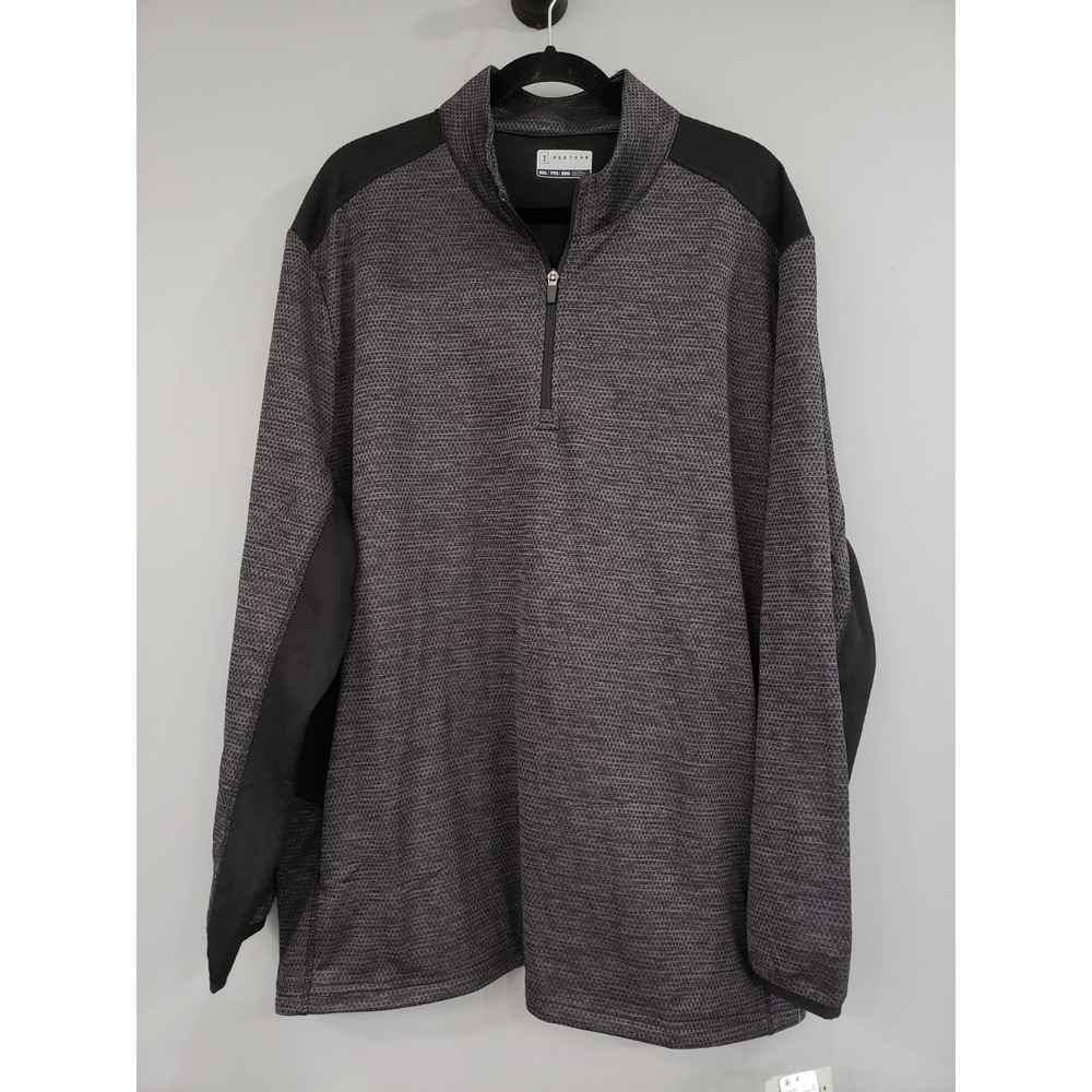 NEW PGA Tour Quarter Zip Long Sleeve Gray Black Pullover MENS SIZE 2XL XXL